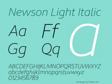 Newson-LightItalic Version 1.0图片样张