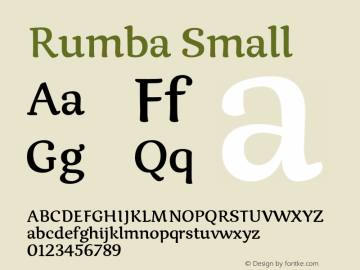 Rumba-Small Version 1.000 Font Sample