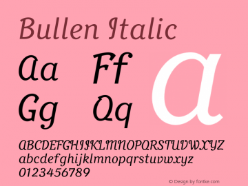 Bullen-Italic Version 1.006 Font Sample