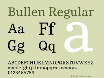 Bullen-Regular Version 1.006 Font Sample