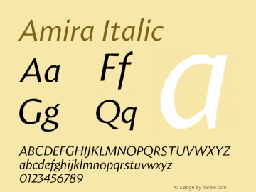Amira-Italic Version 1.000图片样张