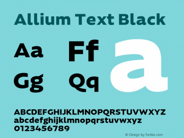 AlliumText-Black Version 1.000 Font Sample