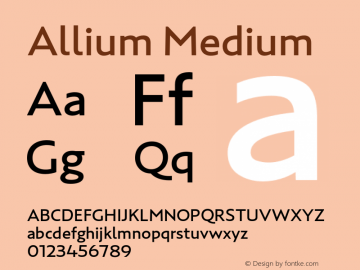 Allium-Medium Version 1.000 Font Sample