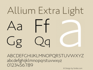 Allium-ExtraLight Version 1.000 Font Sample