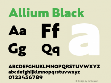 Allium-Black Version 1.000 Font Sample