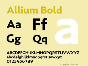 Allium-Bold Version 1.000 Font Sample