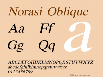 Norasi Oblique Version 004.008: 2008-01-19 Font Sample