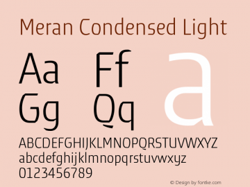 MeranCondensed-Light Version 3.001 Font Sample