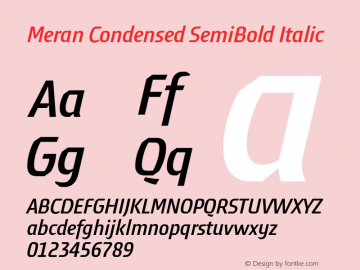 MeranCondensed-SemiBoldItalic Version 3.001图片样张