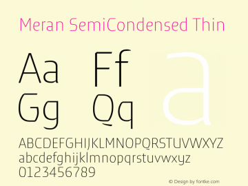 MeranSemiCondensed-Thin Version 3.001 Font Sample