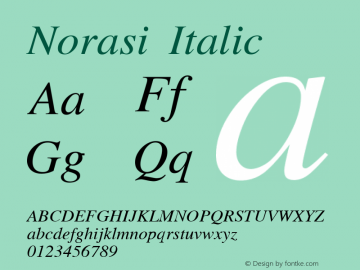 Norasi Italic Version 004.011: 2000-07-24图片样张