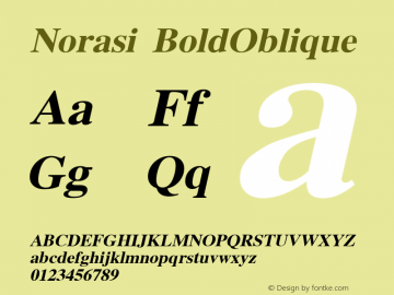 Norasi BoldOblique Version 004.011: 2009-07-24 Font Sample