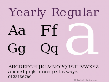 Yearly Regular Version 1.003 Font Sample