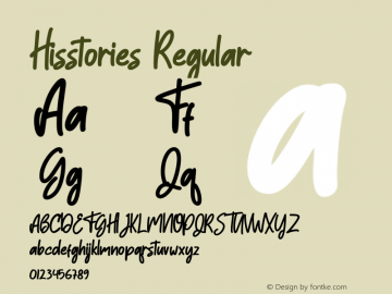 Hisstories Version 1.00;March 24, 2021;FontCreator 11.5.0.2422 64-bit Font Sample