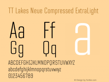 TT Lakes Neue Compressed ExtraLight 1.000.18052020 Font Sample