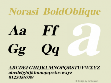 Norasi BoldOblique Version 004.013: 2012-02-13 Font Sample