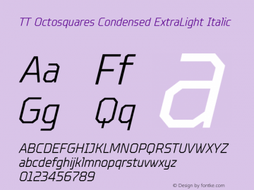 TT Octosquares Condensed ExtraLight Italic 1.000图片样张