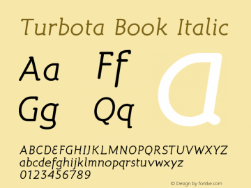 Turbota Book Italic 001.001 Font Sample