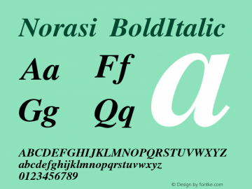 Norasi BoldItalic Version 005.000: 2014-03-17图片样张