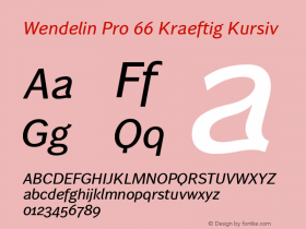 Wendelin Pro 66 Kraeftig Kursiv 5.011 Font Sample
