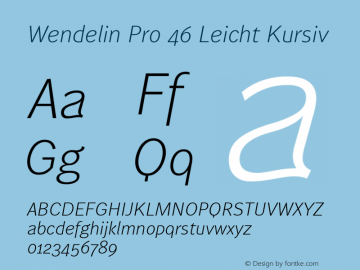 Wendelin Pro 46 Leicht Kursiv 1.013图片样张