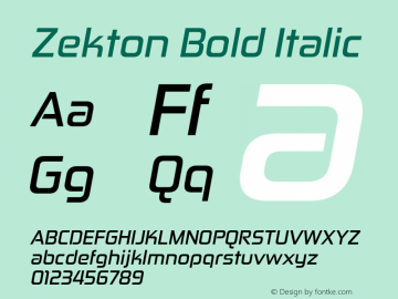 Zekton Bold Italic 5.000 Font Sample
