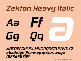 Zekton Heavy Italic 5.000 Font Sample