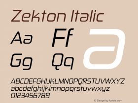 Zekton Italic 5.000 Font Sample