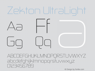 Zekton UltraLight 5.000 Font Sample