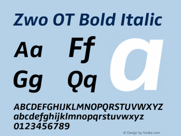 ZwoOT-BoldItalic Version 7.504; 2007; Build 1023 Font Sample