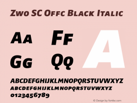 Zwo SC Offc Black Italic Version 7.504; 2010; Build 1023 Font Sample