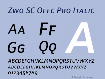 Zwo SC Offc Pro Italic Version 7.504; 2010; Build 1023图片样张