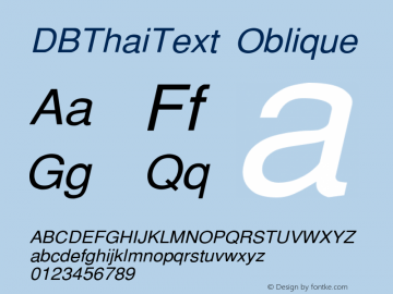 DBThaiText Oblique Version 2.0 : Dec 10, 2003 Font Sample