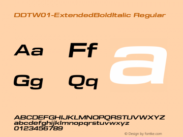 DDT W01 Extended Bold Italic Version 1.40图片样张