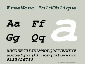 FreeMono BoldOblique Version $Revision: 1.2 $ Font Sample