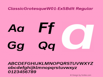 Classic Grotesque W01 Ex SBd It Version 1.00 Font Sample