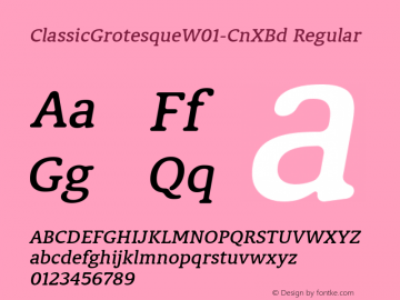 Classic Grotesque W01 Cn XBd Version 1.1 Font Sample