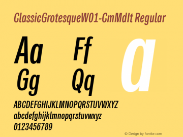 Classic Grotesque W01 Cm Md It Version 1.00 Font Sample