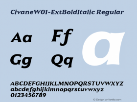 Civane W01 Ext Bold Italic Version 1.00 Font Sample