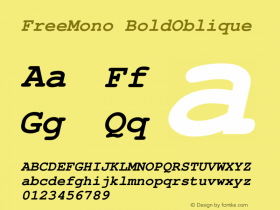 FreeMono BoldOblique Version $Revision: 1.20 $ Font Sample