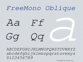 FreeMono Oblique Version 0412.2264 Font Sample
