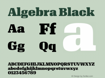 Algebra-Black Version 1.2; 2016 Font Sample