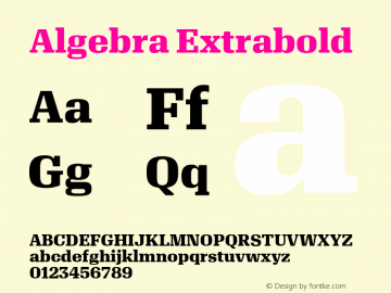 Algebra-Extrabold Version 1.2; 2016 Font Sample