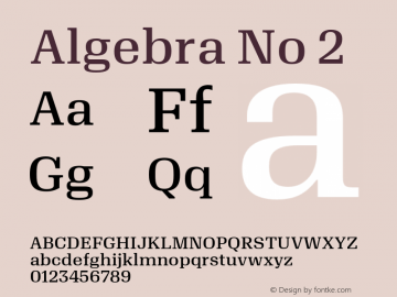 Algebra-No2 Version 1.2; 2016 Font Sample