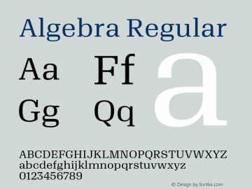 Algebra-Regular Version 1.2; 2016 Font Sample