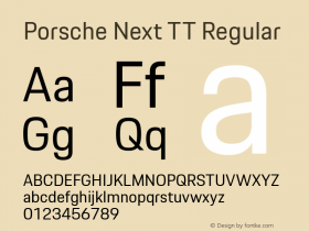 PorscheNextTT-Regular Version 1.009; build 0005 Font Sample