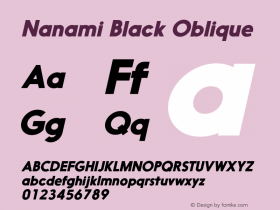 Nanami BlackOblique Version 1.003 Font Sample