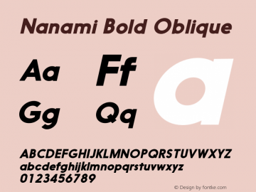 Nanami BoldOblique Version 1.003 Font Sample