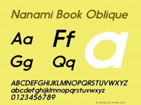 Nanami BookOblique Version 1.003 Font Sample