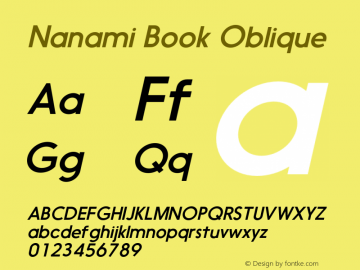 Nanami BookOblique Version 1.003 Font Sample